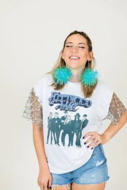 Fringe Co Blue Iridescent Party Pom Earrings