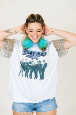 Fringe Co Blue Iridescent Party Pom Earrings