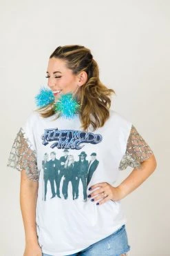 Fringe Co Blue Iridescent Party Pom Earrings