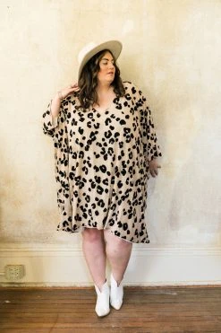 Fringe Co Flocked Leopard Short Caftan Caftan Club Collection