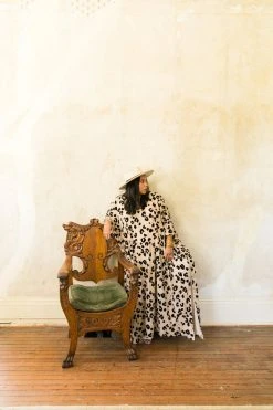 Fringe Co Flocked Leopard Long Caftan Caftan Club Collection