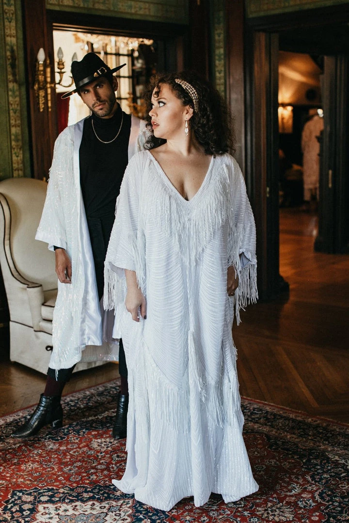 Fringe Co Iridescent Sequin Fringe Duster 12 Fringe Co Iridescent Sequin Fringe Duster