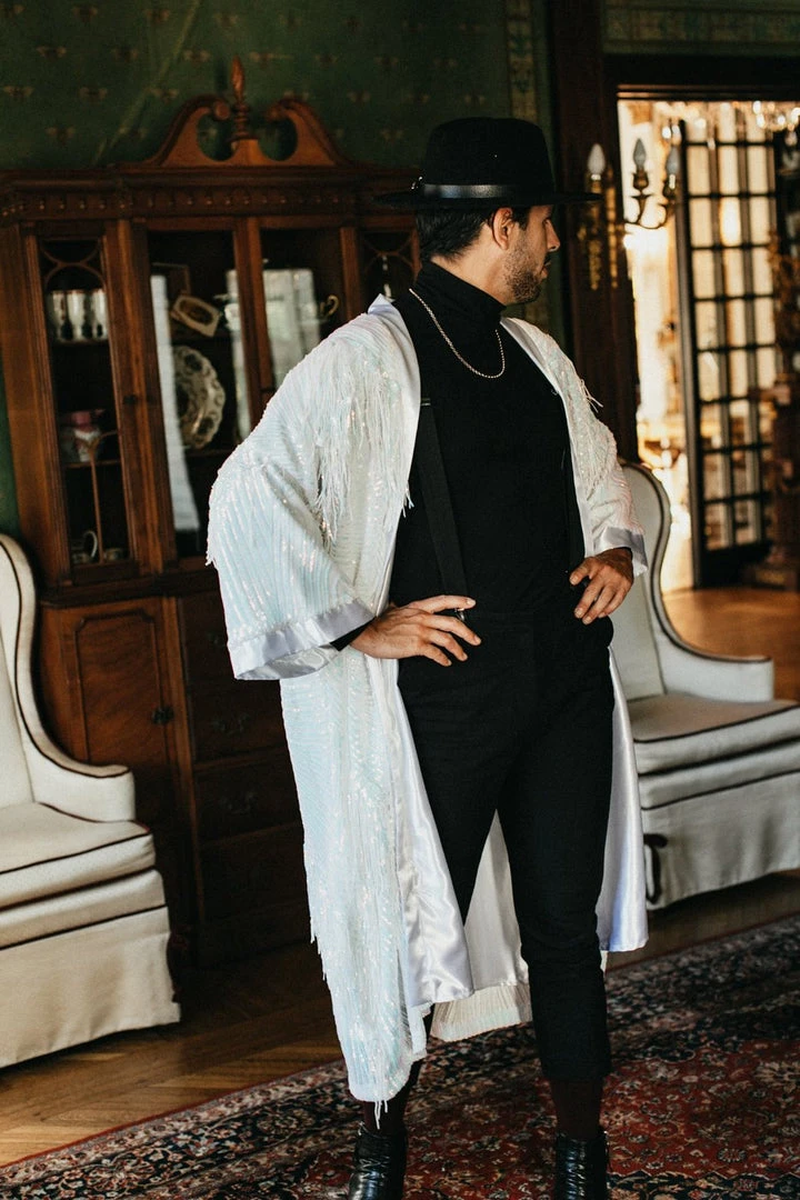 Fringe Co Iridescent Sequin Fringe Duster 8 Fringe Co Iridescent Sequin Fringe Duster