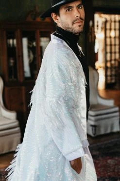 Fringe Co Iridescent Sequin Fringe Duster 16 Fringe Co Iridescent Sequin Fringe Duster