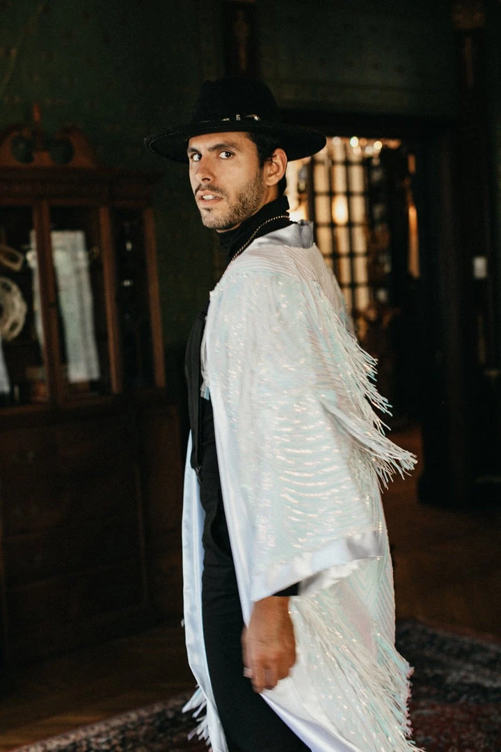 Fringe Co Iridescent Sequin Fringe Duster 7 Fringe Co Iridescent Sequin Fringe Duster