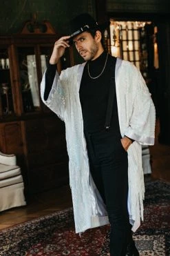 Fringe Co Iridescent Sequin Fringe Duster 17 Fringe Co Iridescent Sequin Fringe Duster