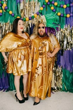 Fringe Co Caftan Club Collection Gold Flip Sequin Short Caftan