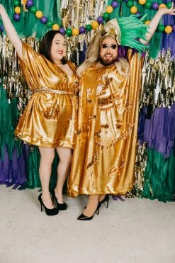 Fringe Co Caftan Club Collection Gold Flip Sequin Short Caftan