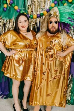 Fringe Co Caftan Club Collection Gold Flip Sequin Short Caftan