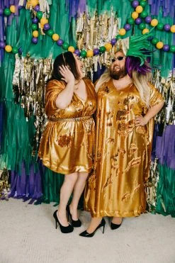 Fringe Co Caftan Club Collection Gold Flip Sequin Short Caftan