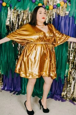 Fringe Co Caftan Club Collection Gold Flip Sequin Short Caftan