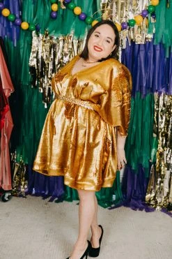 Fringe Co Caftan Club Collection Gold Flip Sequin Short Caftan