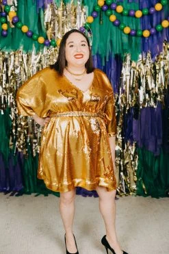 Fringe Co Caftan Club Collection Gold Flip Sequin Short Caftan