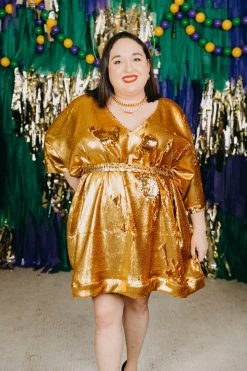 Fringe Co Caftan Club Collection Gold Flip Sequin Short Caftan