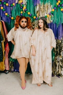Fringe Co Gold Glitter Starburst Long Caftan Caftan Club Collection