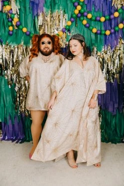 Fringe Co Gold Glitter Starburst Short Caftan