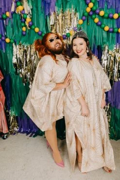 Fringe Co Gold Glitter Starburst Short Caftan