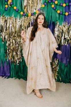 Fringe Co Gold Glitter Starburst Long Caftan Caftan Club Collection