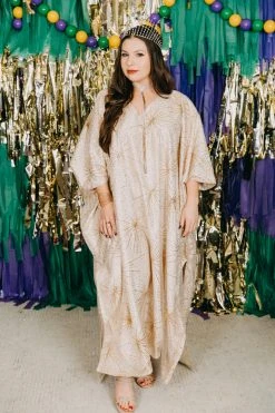 Fringe Co Gold Glitter Starburst Long Caftan Caftan Club Collection