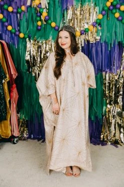 Fringe Co Gold Glitter Starburst Long Caftan Caftan Club Collection