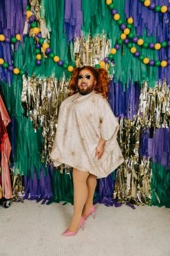 Fringe Co Gold Glitter Starburst Short Caftan