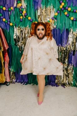 Fringe Co Gold Glitter Starburst Short Caftan