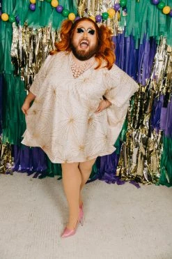 Fringe Co Gold Glitter Starburst Short Caftan