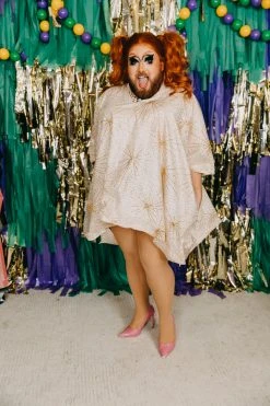 Fringe Co Gold Glitter Starburst Short Caftan