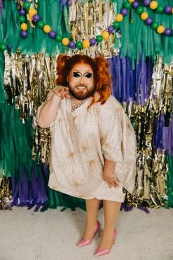 Fringe Co Gold Glitter Starburst Short Caftan