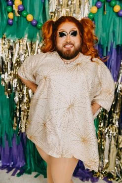 Fringe Co Gold Glitter Starburst Short Caftan