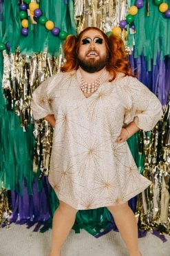 Fringe Co Gold Glitter Starburst Short Caftan