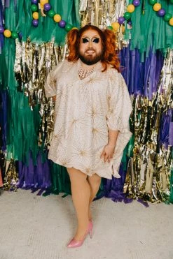 Fringe Co Gold Glitter Starburst Short Caftan