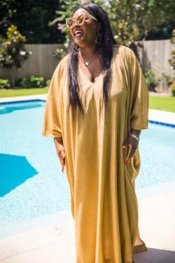 Fringe Co Gold Glitter Long Caftan Caftan Club Collection