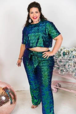 Fringe Co Green Iridescent High Waisted Sequin Pant Sequin Collection 22 Fringe Co Green Iridescent High Waisted Sequin Pant Sequin Collection