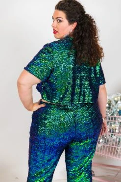 Fringe Co Green Iridescent High Waisted Sequin Pant Sequin Collection 25 Fringe Co Green Iridescent High Waisted Sequin Pant Sequin Collection