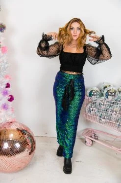 Fringe Co Green Iridescent High Waisted Sequin Pant Sequin Collection 26 Fringe Co Green Iridescent High Waisted Sequin Pant Sequin Collection