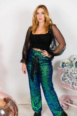 Fringe Co Green Iridescent High Waisted Sequin Pant Sequin Collection 20 Fringe Co Green Iridescent High Waisted Sequin Pant Sequin Collection