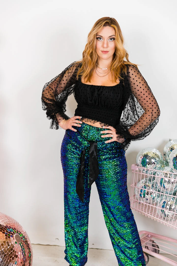 Fringe Co Green Iridescent High Waisted Sequin Pant Sequin Collection 8 Fringe Co Green Iridescent High Waisted Sequin Pant Sequin Collection