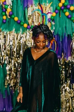 Fringe Co Green Sheer Short Caftan