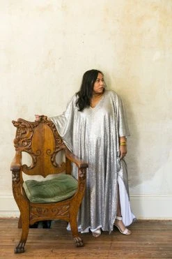 Fringe Co Grey Glitz Sequin Long Caftan Caftan Club Collection 12 Fringe Co Grey Glitz Sequin Long Caftan Caftan Club Collection
