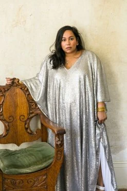 Fringe Co Grey Glitz Sequin Long Caftan Caftan Club Collection 13 Fringe Co Grey Glitz Sequin Long Caftan Caftan Club Collection