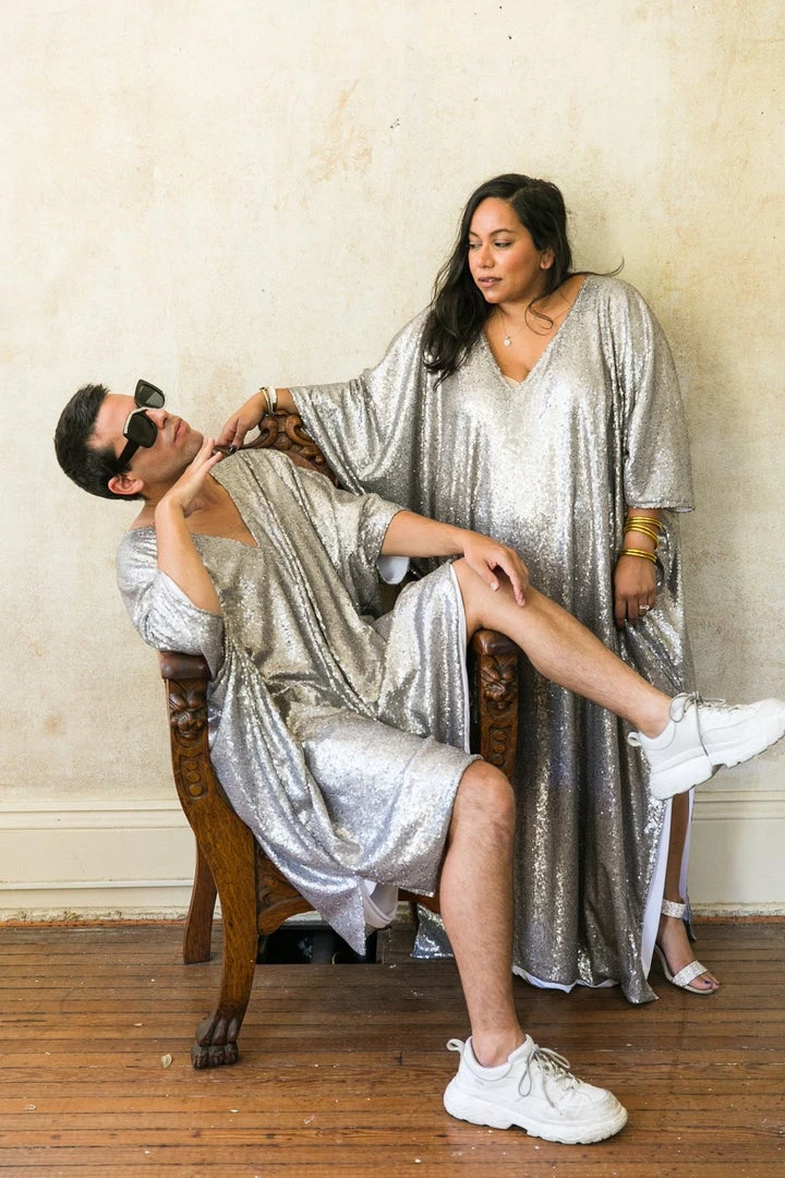 Fringe Co Grey Glitz Sequin Long Caftan Caftan Club Collection 3 Fringe Co Grey Glitz Sequin Long Caftan Caftan Club Collection