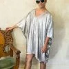 Fringe Co Caftan Club Collection Grey Glitz Sequin Short Caftan