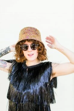 Fringe Co Bronze Rhinestone Bucket Hat Shop Spring Sparkles