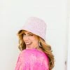 Fringe Co Light Pink Rhinestone Bucket Hat Shop Spring Sparkles