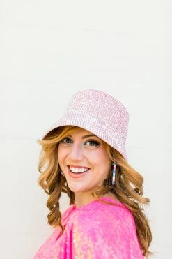 Fringe Co Light Pink Rhinestone Bucket Hat Shop Spring Sparkles