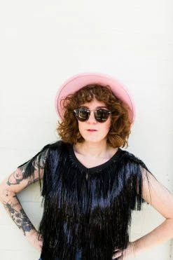 Fringe Co Shop Spring Sparkles Light Pink Rhinestone Fedora Hat