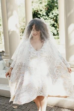 Fringe Co Iridescent Embroidered Sequin Short Caftan Shop Spring Sparkles