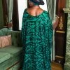 Fringe Co Green Embroidered Long Caftan Caftan Club Collection