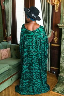 Fringe Co Green Embroidered Long Caftan Caftan Club Collection